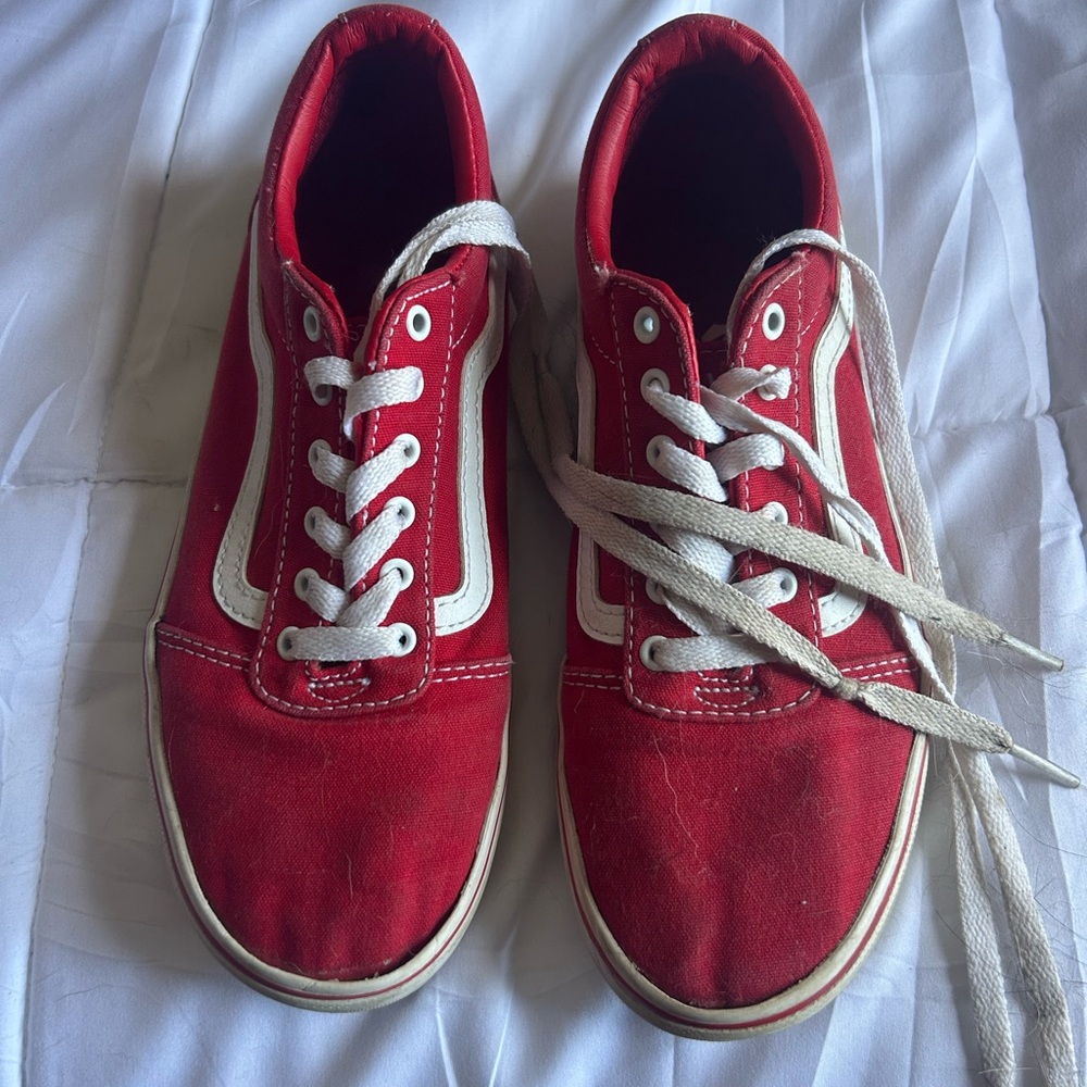 Vans Red and White Kids Sneakers